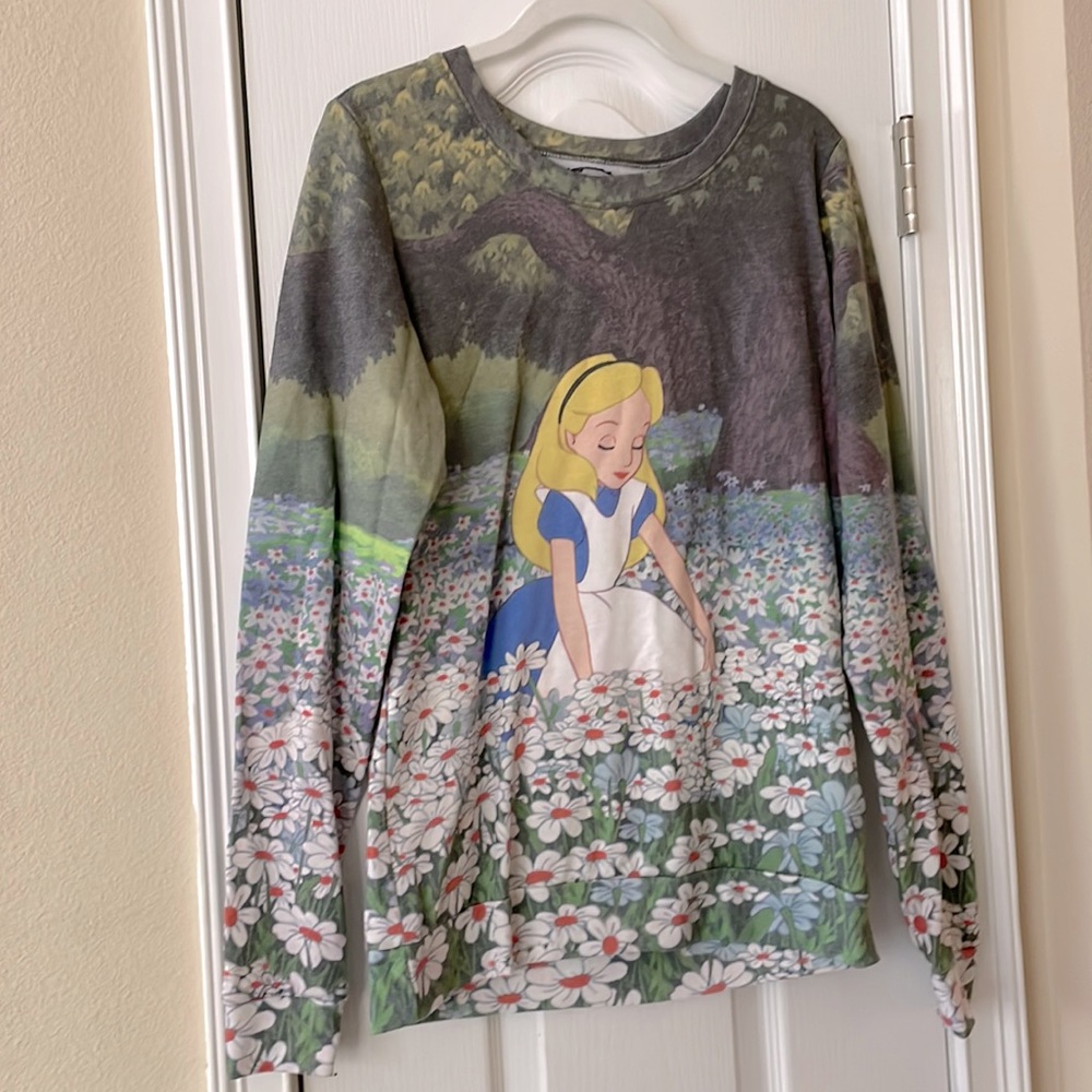 Disney Alice in Wonderland Girls Crew Neck Sweater Hot Topic